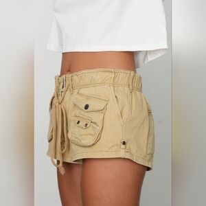 5 For $25✨️ Y2k Beige Khaki Cargo Shorts Tie Up Booty Shortz Womens Size Small